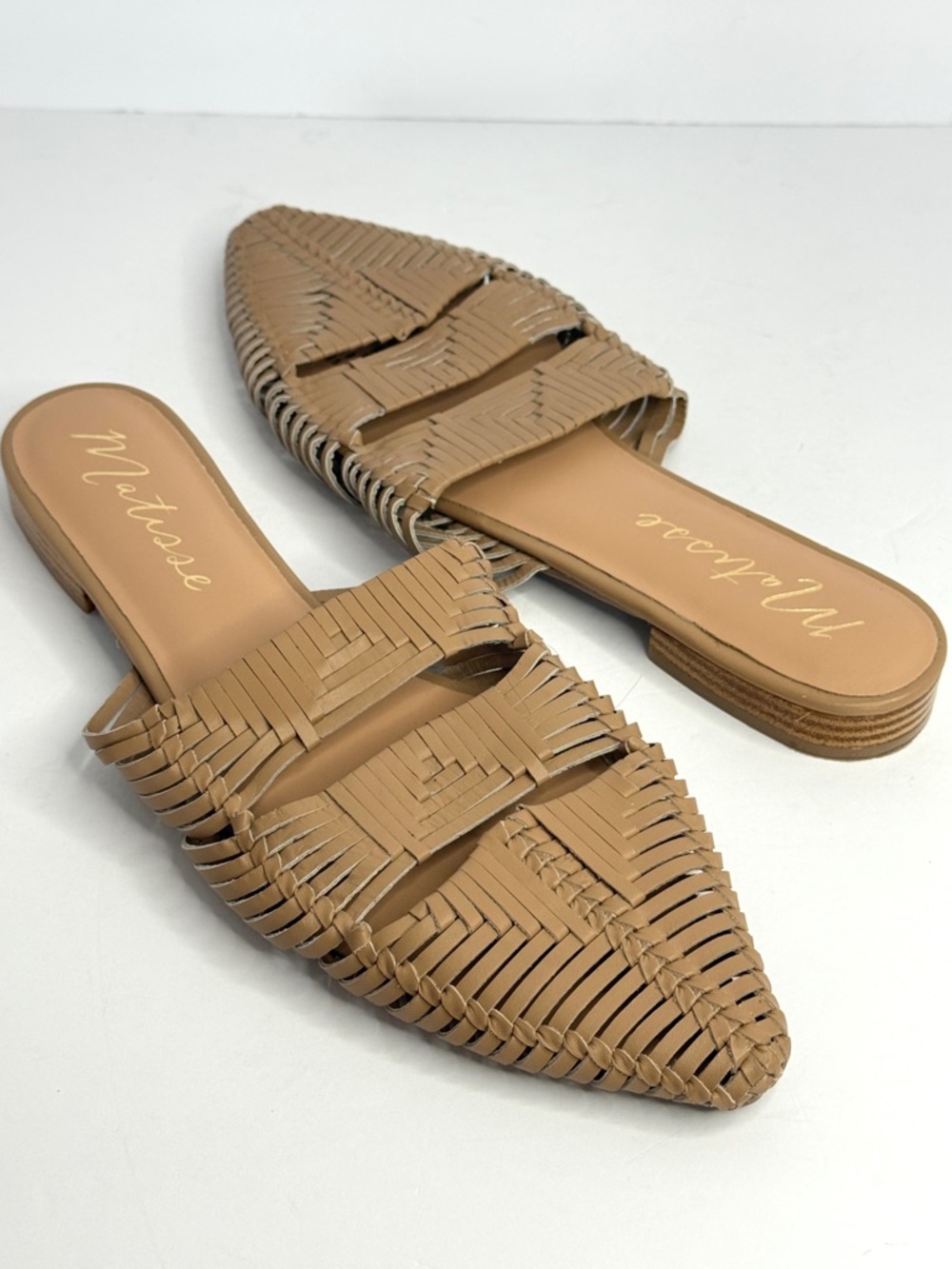 Matisse Woven Leather Slide Mules Tan Size 10M